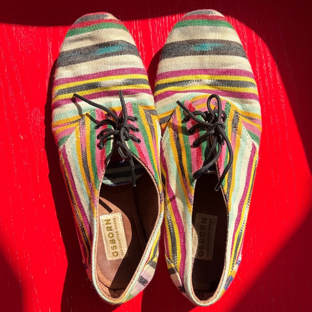 Osborn Guatemalan Striped Flats with laces, size 40